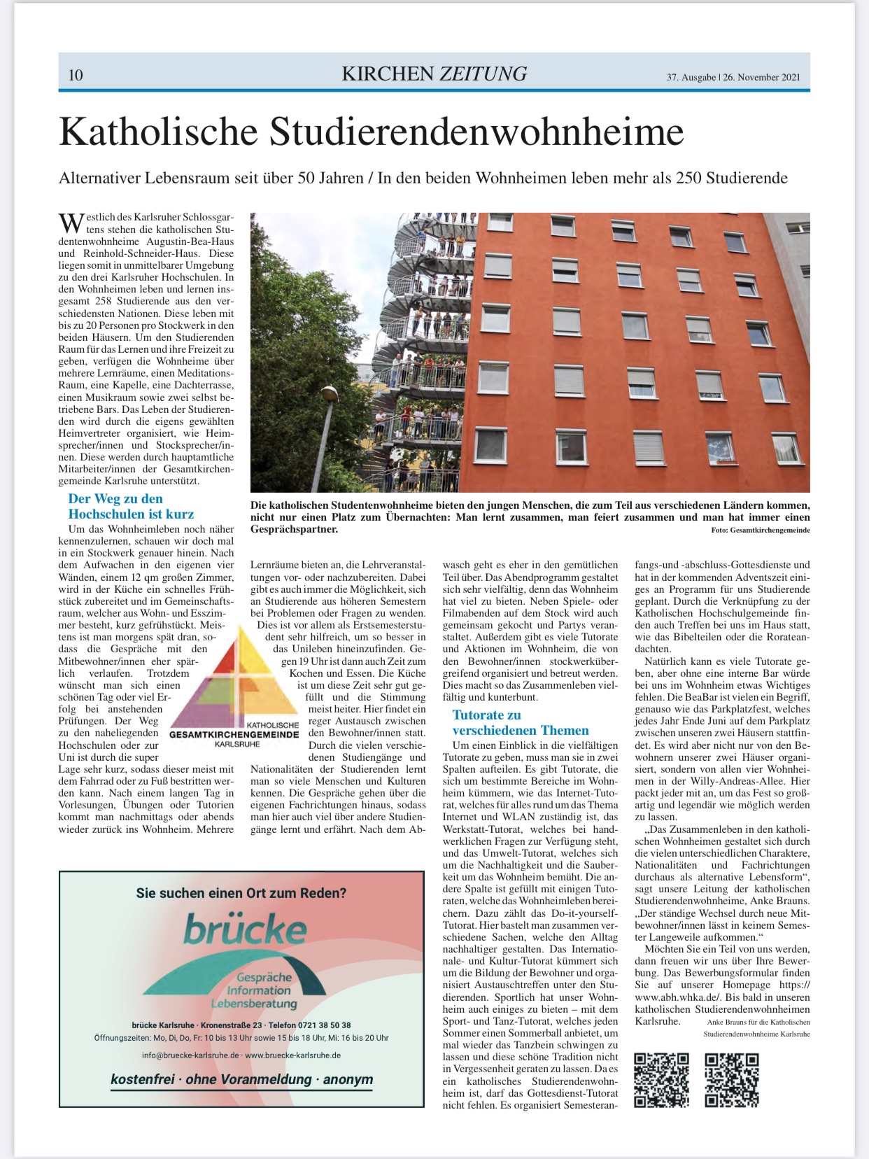 Read more about the article Katholische Studierendenwohnheime ABH + RSH  in der Kirchenzeitung.